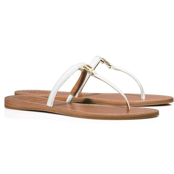 Tory Burch Ivory Patent T Logo Leather Thong Sandal Size 10.5 flip flop NIB $175 - Picture 2 of 11